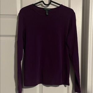 Lauren Ralph Lauren Long-Sleeve Crewneck Top — Purple